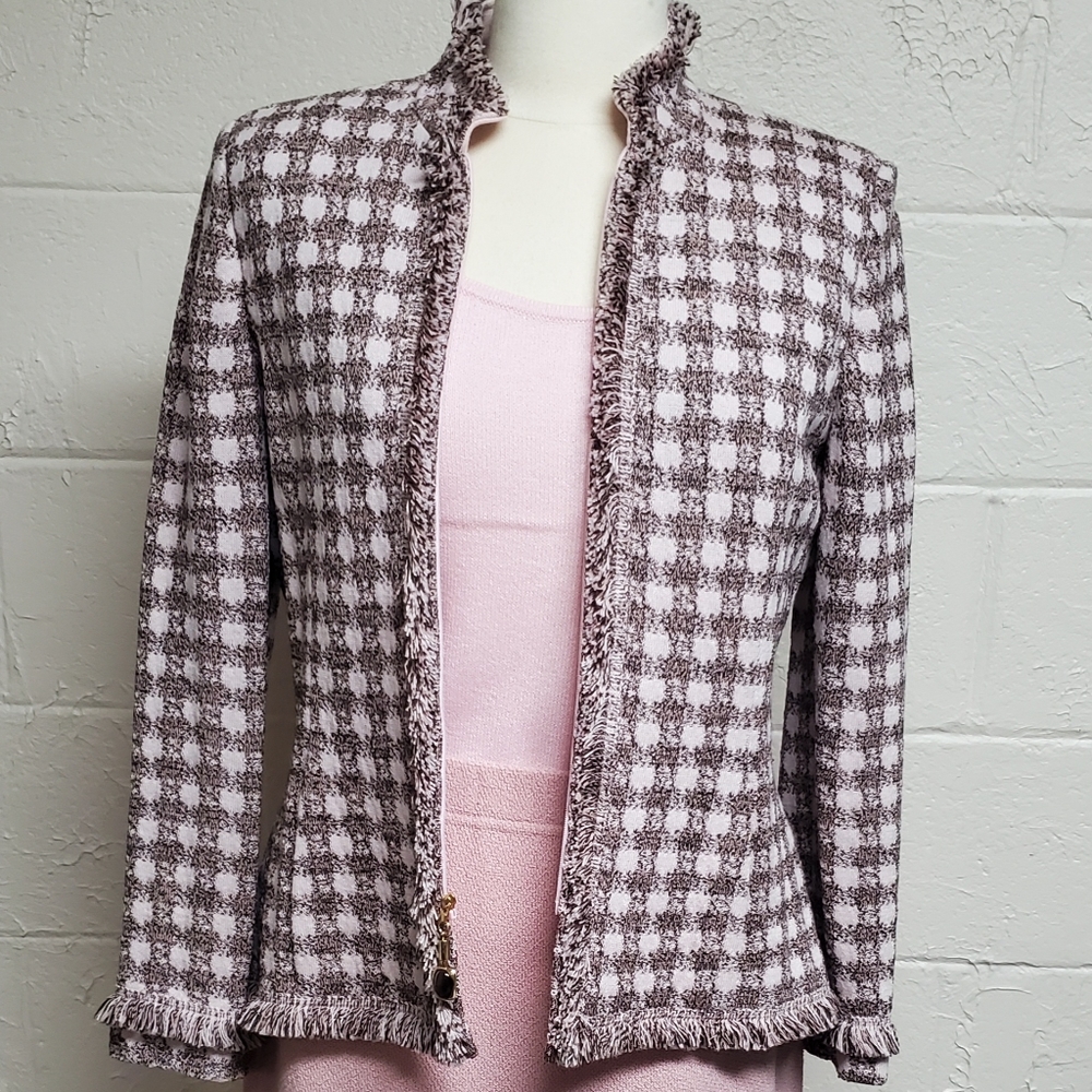St. John Collection 3pc. Pink Tweed Jacket Suit - Picture 2 of 16